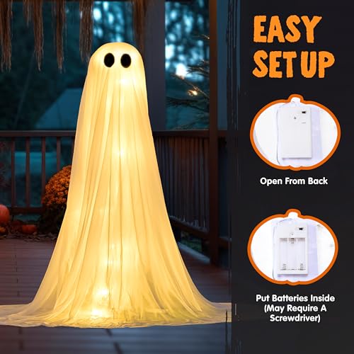2 Pack 50'' Light Up Ghost Halloween Decor O442472