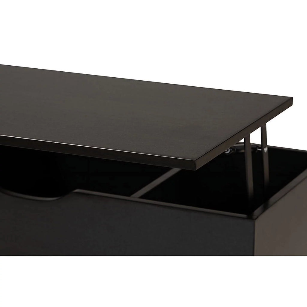 Black and Espresso Brown Wood Lift-Top Storage Coffee Table W667916