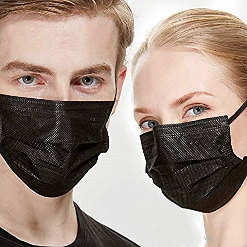 100PCS 3 Ply Black Disposable Face Mask P3972