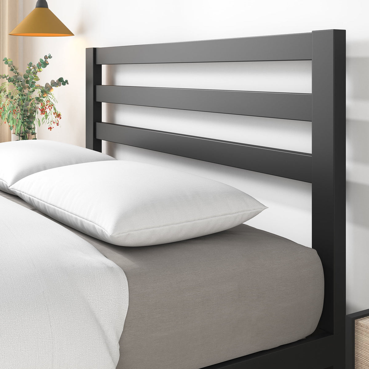 36" Metal Platform Bed with Headboard, Twin Z58178