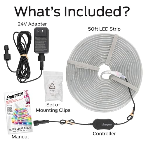 Energizer Smart Indoor & Outdoor RGB+IC+WW LED 50 Foot Light Strip X71356