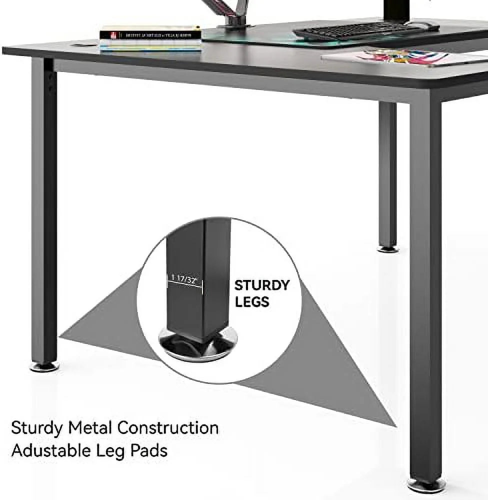 61 Inch L Shape Computer Corner Desk with Mouse Pad Brown K859920