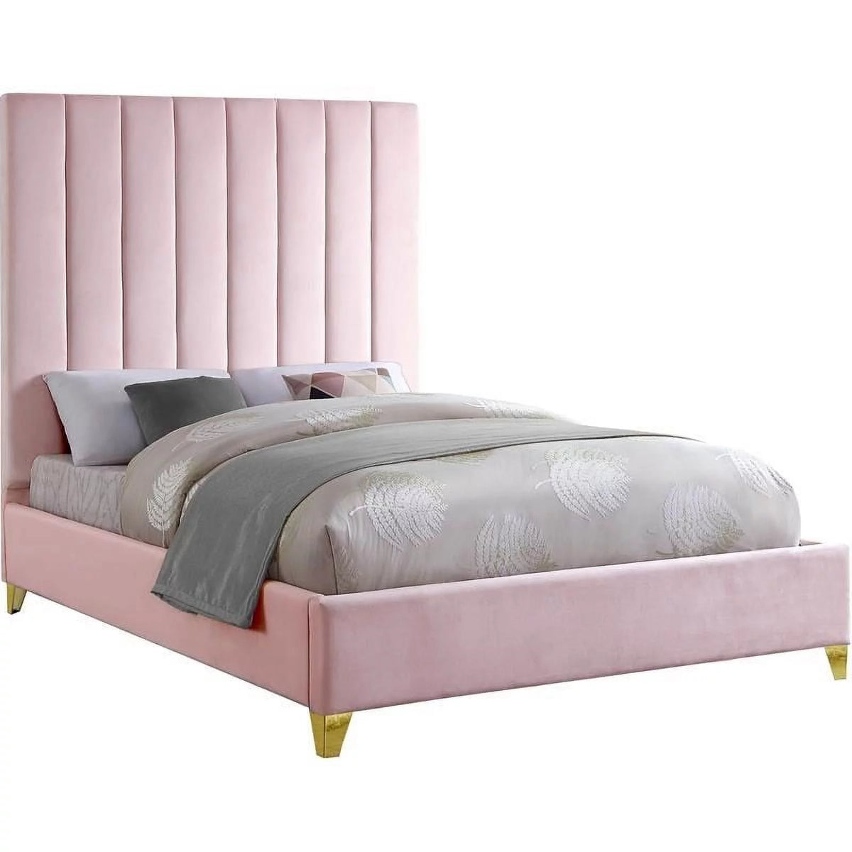 Rich Velvet King Bed in Pink C931427