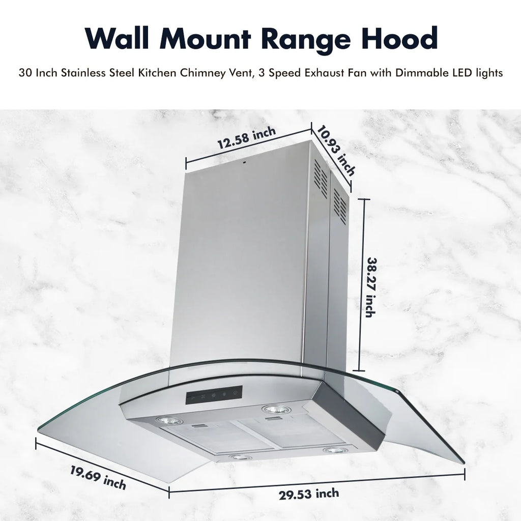 Island Mount Range Hood 30 inch 800 CFM Stainless Steel B78580