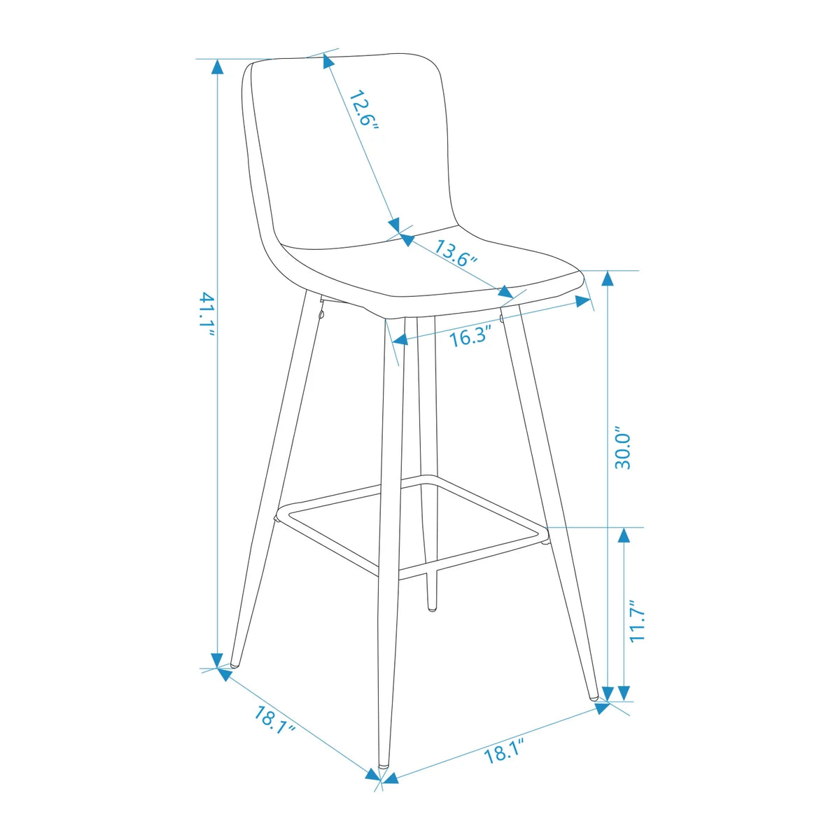 30'' Upholstered Bar Stools Set of 2 with Back & Metal Legs, Gray A84969