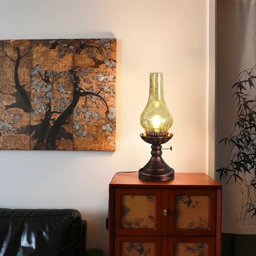 Vintage Crackled Glass Table Lamp Q900783
