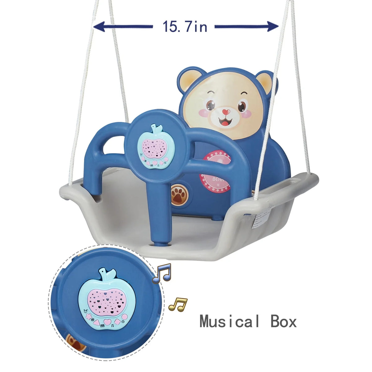 Blue Kids 5-in-1 Slides Climbing Swing Set I44001