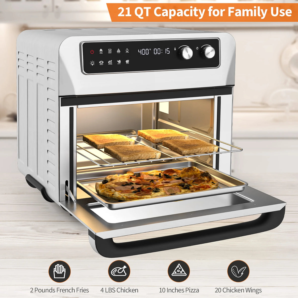 21QT Convection Air Fryer Toaster Oven 8-in-1 Q3377