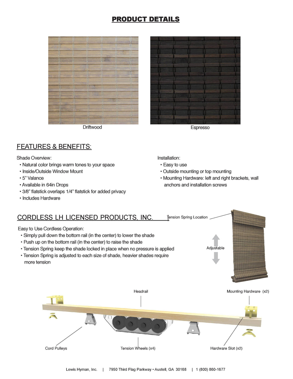 Cordless Roman Shade 41x64 L422374