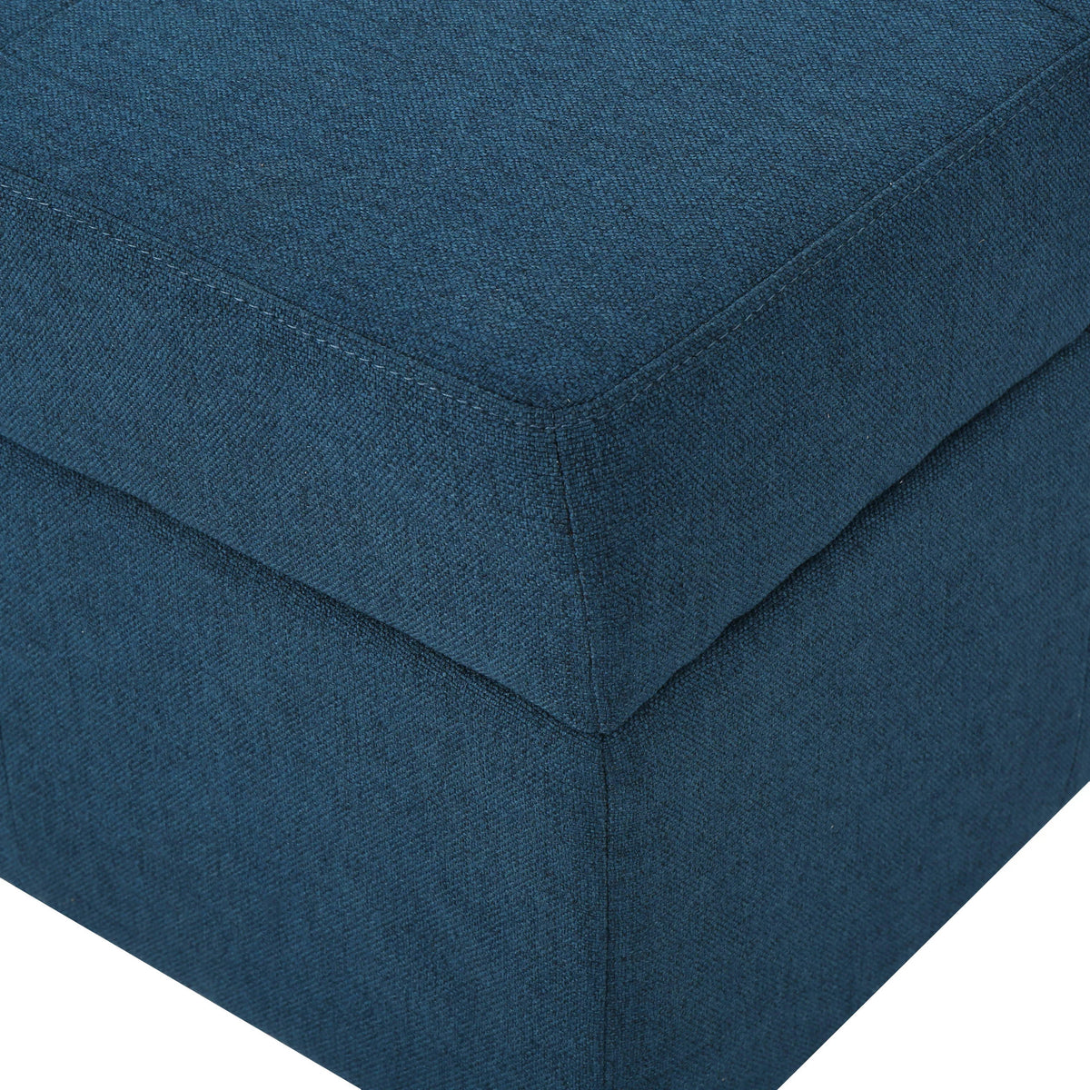 Navy Blue Tufted Fabric Storage Ottoman with Rolling Casters V89161