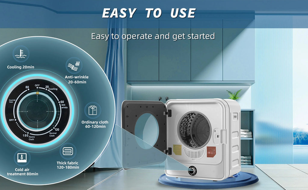 Portable Electric Laundry Dryer 850W 1.95 Cu.ft Stainless Steel A9078