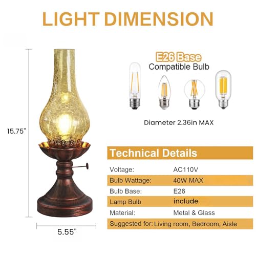 Vintage Crackled Glass Table Lamp Q900783