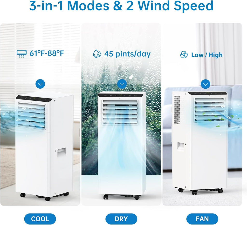 Portable 8000 Btus 3-in-1 Air Conditioner with Exhaust Hose & Window Kit G48963