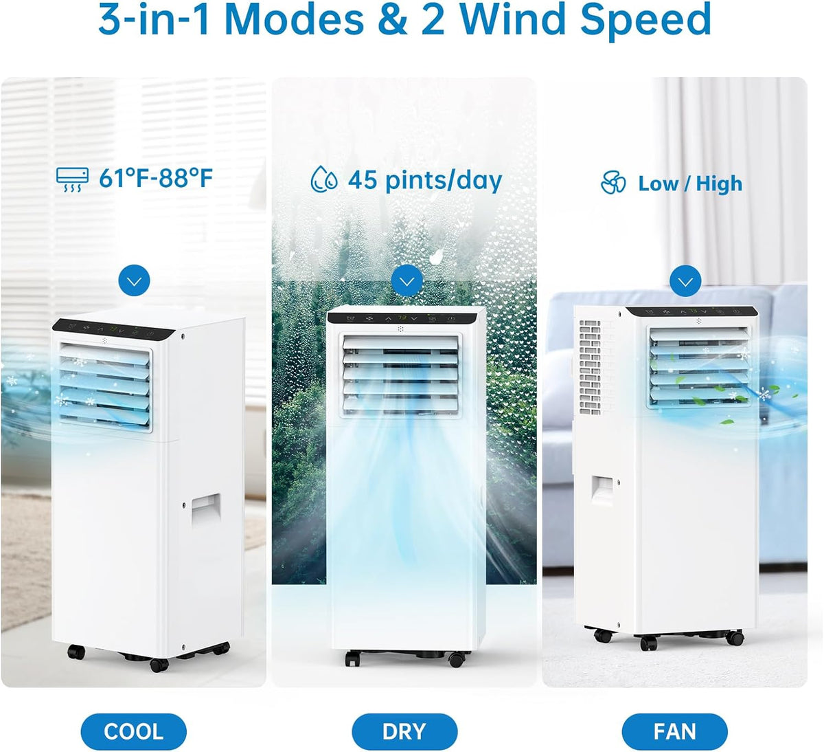 Portable 8000 Btus 3-in-1 Air Conditioner with Exhaust Hose & Window Kit G48963