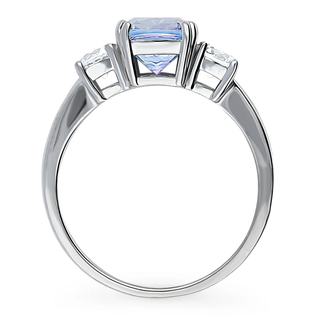 Rhodium Plated Sterling Silver Cushion Cut Cubic Zirconia Ring S58683