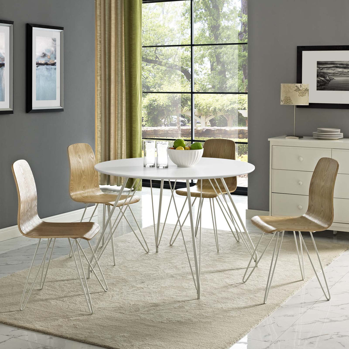 White Wood Metal Dining Table M60331
