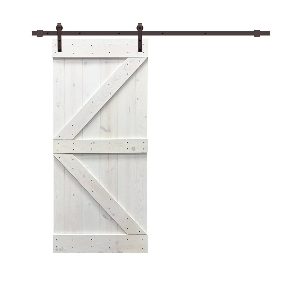 Sage Green Stained Wood Sliding Barn Door with Hardware Kit M3704