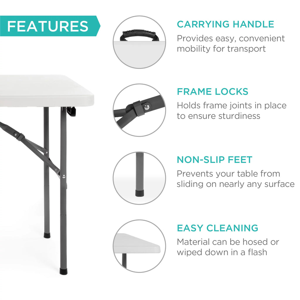 4ft White Plastic Folding Table Q81705