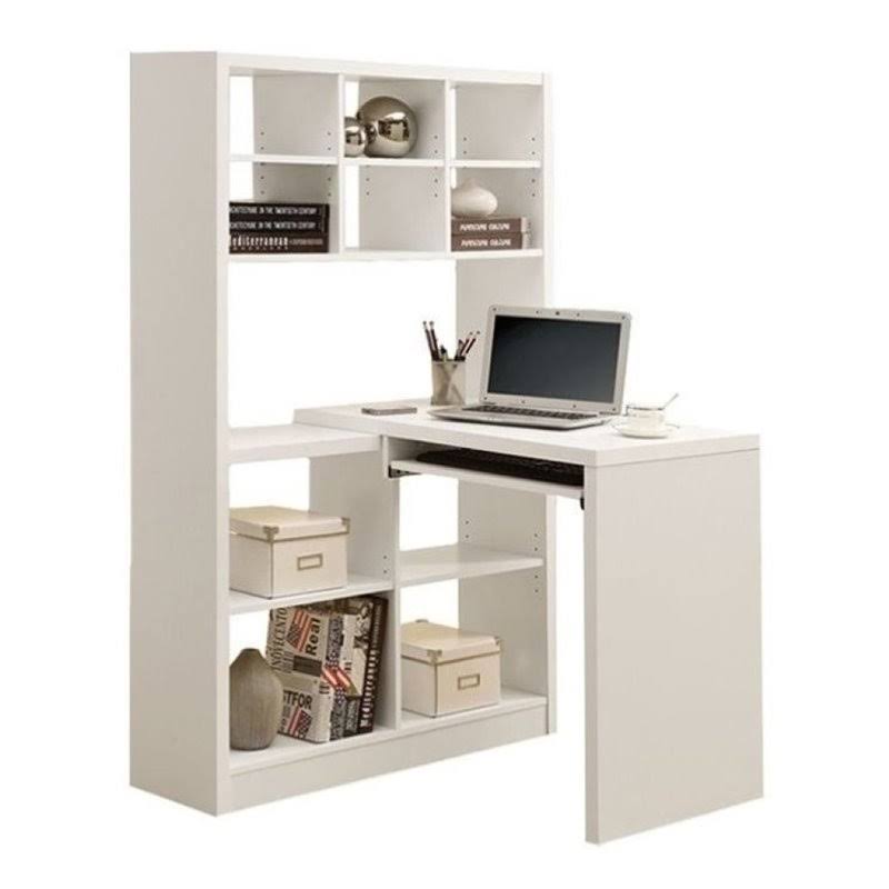 White Computer Desk with Bookcase U322