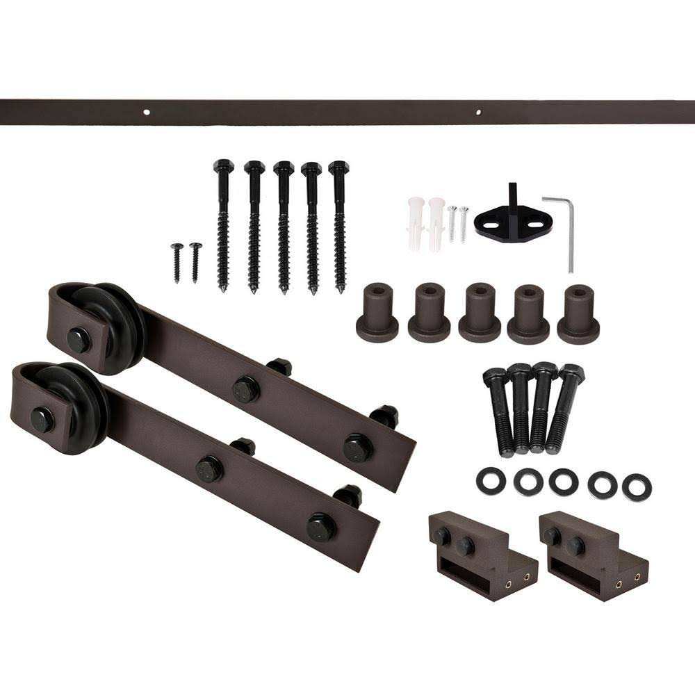Sage Green Stained Wood Sliding Barn Door with Hardware Kit M3704