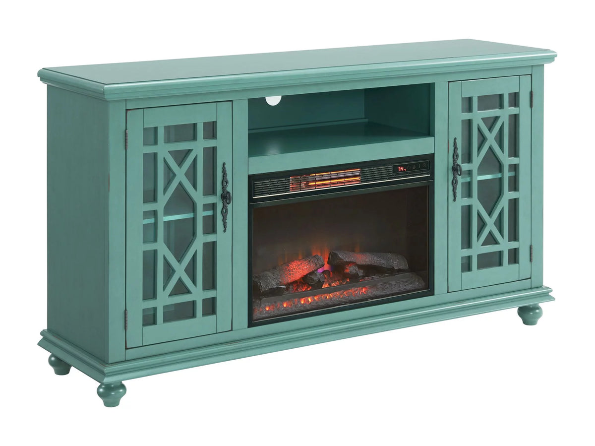 Antique Teal TV Stand with Fireplace C535470