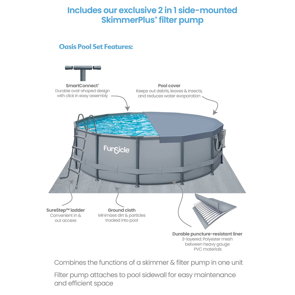 16 ft Round Above Ground Swimming Frame Pool B4375