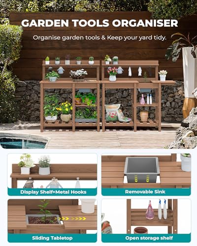 Black HDPE Potting Bench with Sink F154111