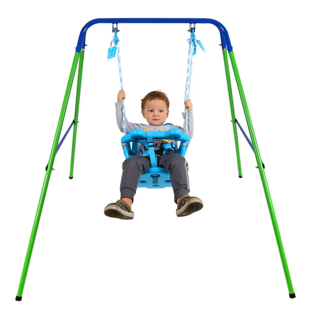 Folding Metal Toddler Swing Set with Safety Seat C4203