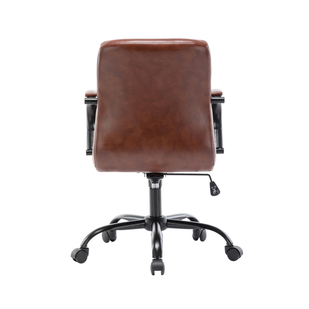 Swivel Office Chair with Leather Upholstery and Caster Wheels Q58775