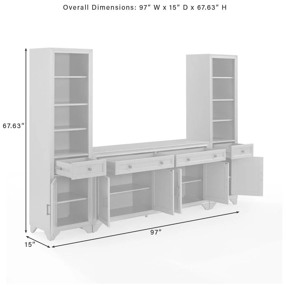 White 3PC Entertainment Center and Bookcases N7050