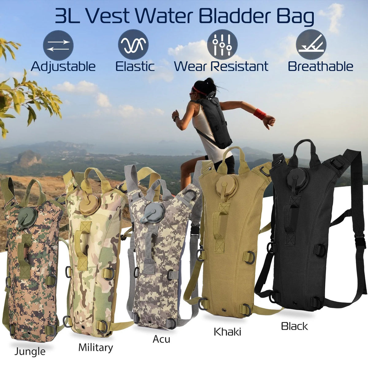 Black 3L Hydration Backpack E764