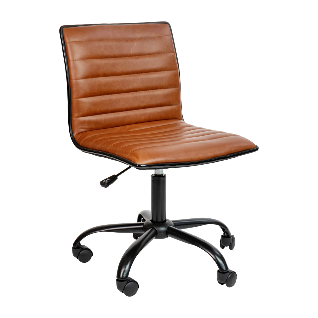 Brown Ribbed Swivel Task Office Chair Y3780