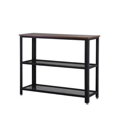 Industrial Console Table with 2 Mesh Shelves, Steel, Black S143981