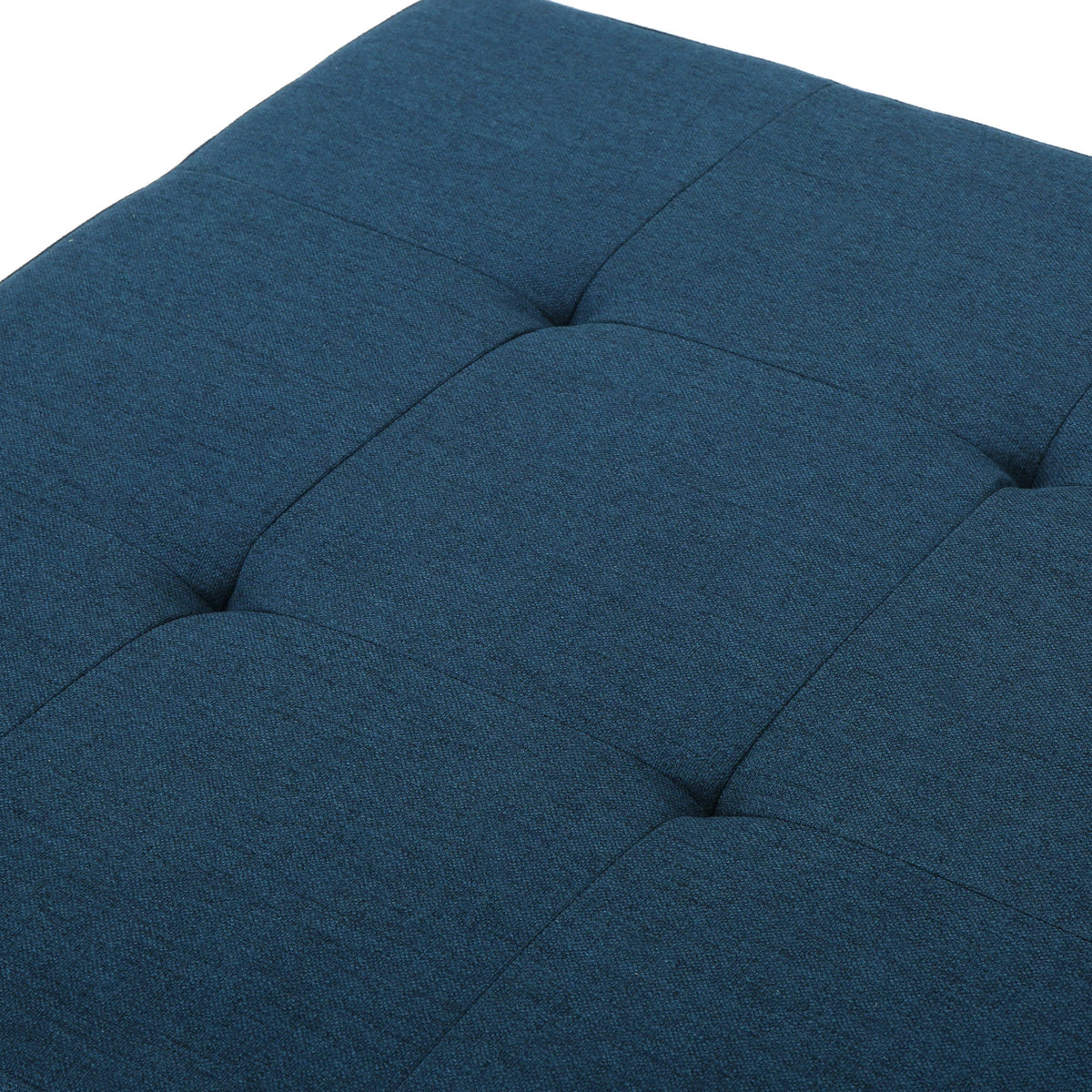 Navy Blue Tufted Fabric Storage Ottoman with Rolling Casters V89161