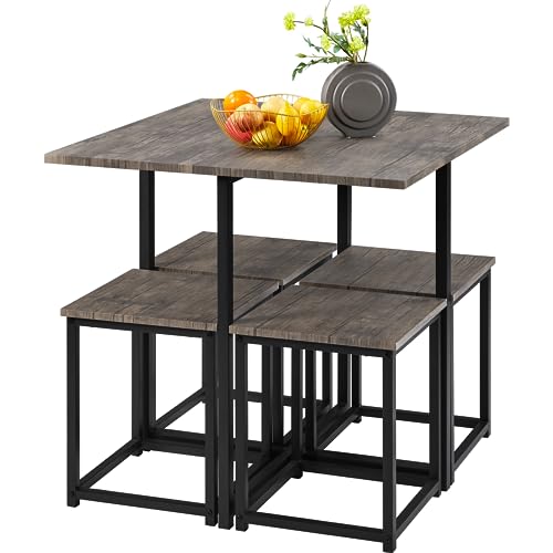 Industrial Dining Table Set for 4 with 4 Stools Z904