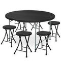 7 Pieces 5 FT Folding Round Table and Chair Set Black K27130