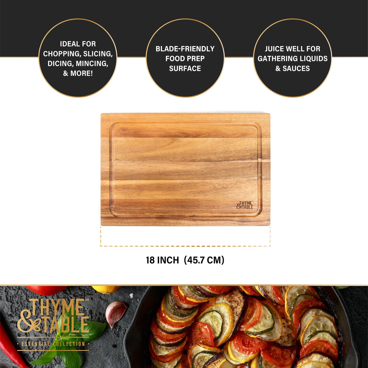 12" x 18" Acacia Wood Cutting Board I722
