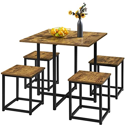 Industrial Dining Table Set for 4 with 4 Stools Z904