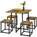 Industrial Dining Table Set for 4 with 4 Stools Z904