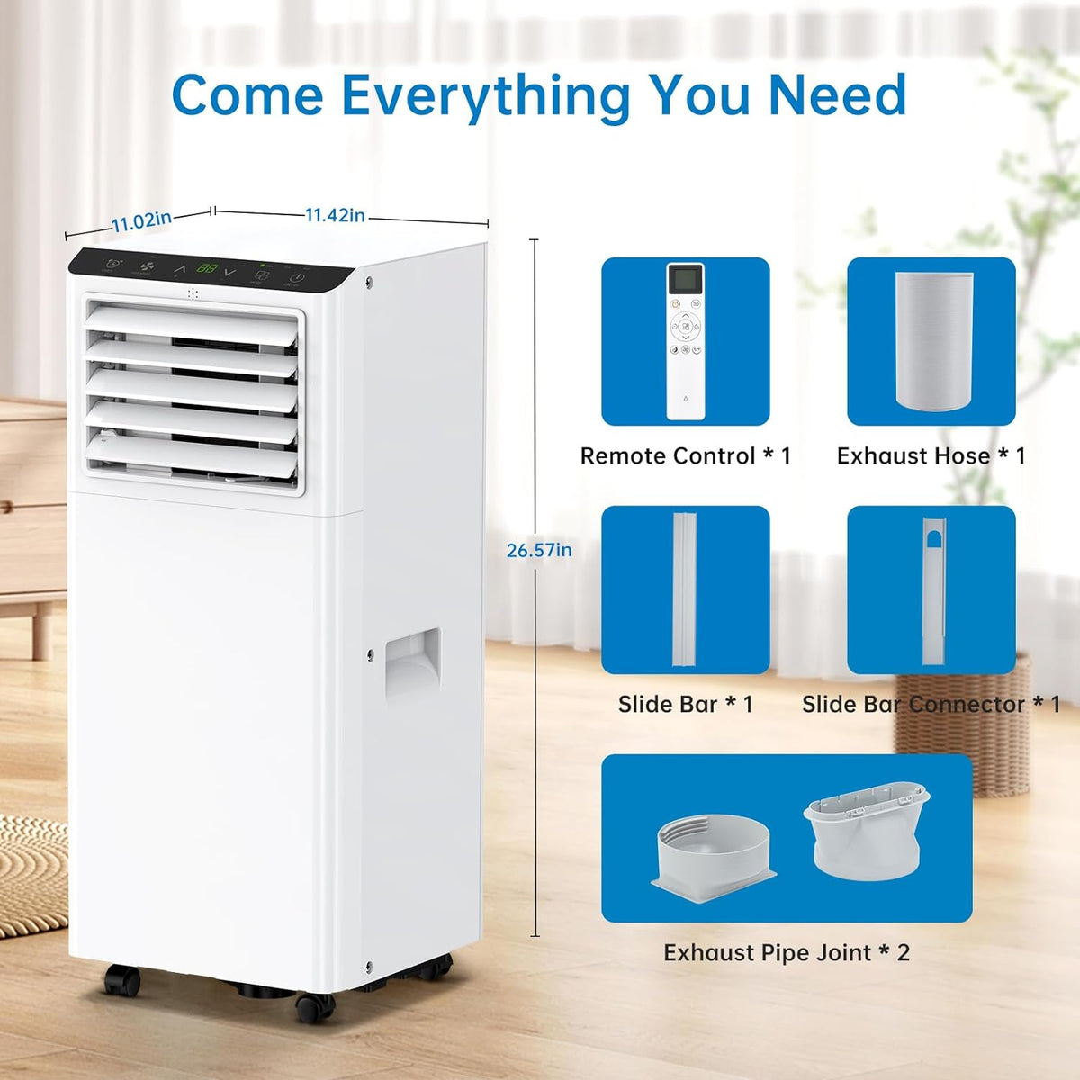 Portable 8000 Btus 3-in-1 Air Conditioner with Exhaust Hose & Window Kit G48963