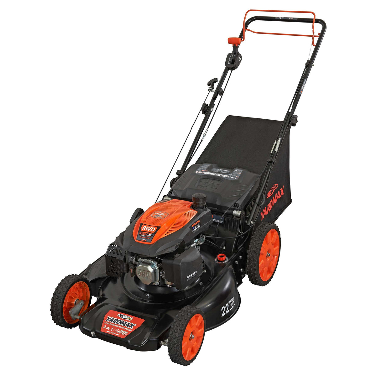 22 in. 201cc 6 Speed RWD 3-in-1 Gas Self Propelled Lawn Mower Y21451