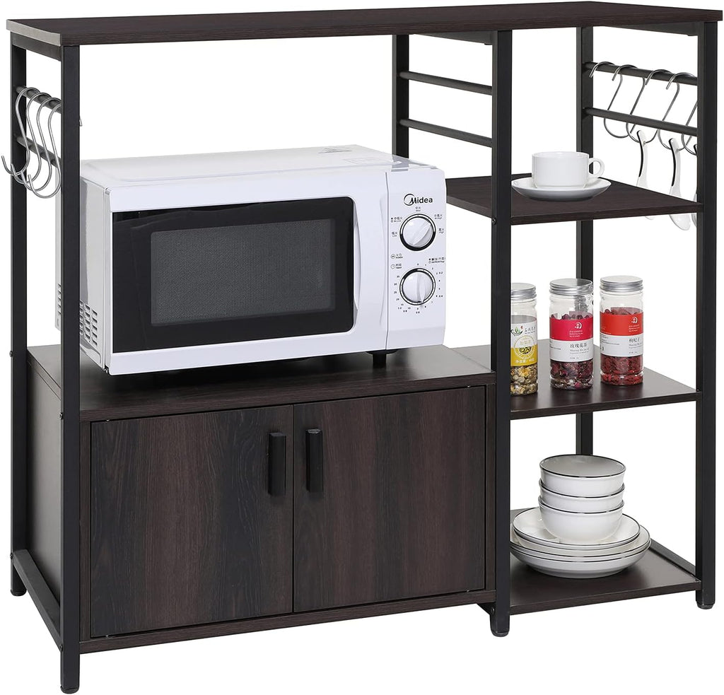 Rustic Brown 4 Tier Baker's Rack with Cabinet T969882