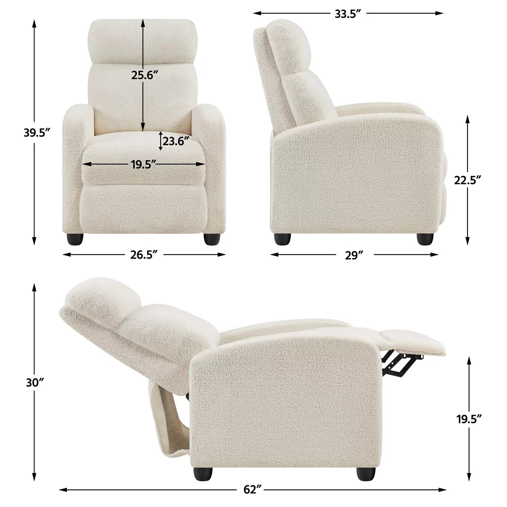 Adjustable Upholstered Boucle Recliner Chair A64181
