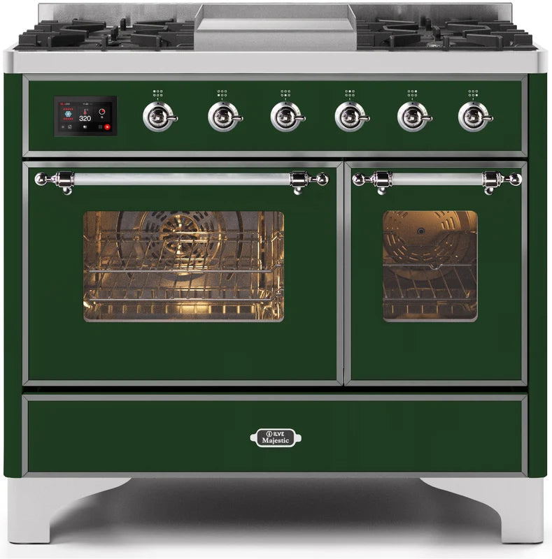 40 Dual Fuel Natural Gas Range Emerald Green Chrome Trim Y466872