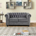 Light Gray Velvet Rolled Arm Chesterfield Loveseat M701356