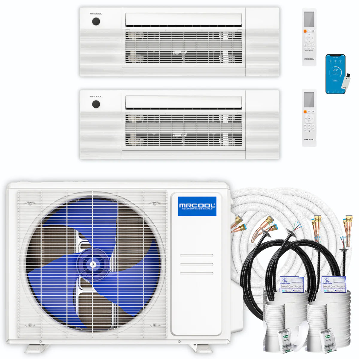24,000 BTU 2 Zone Ceiling Cassette Ductless Air Conditioner and Heat Pump E604