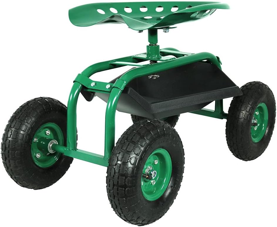 Red Rolling Garden Cart with 360 Swivel Seat N66920