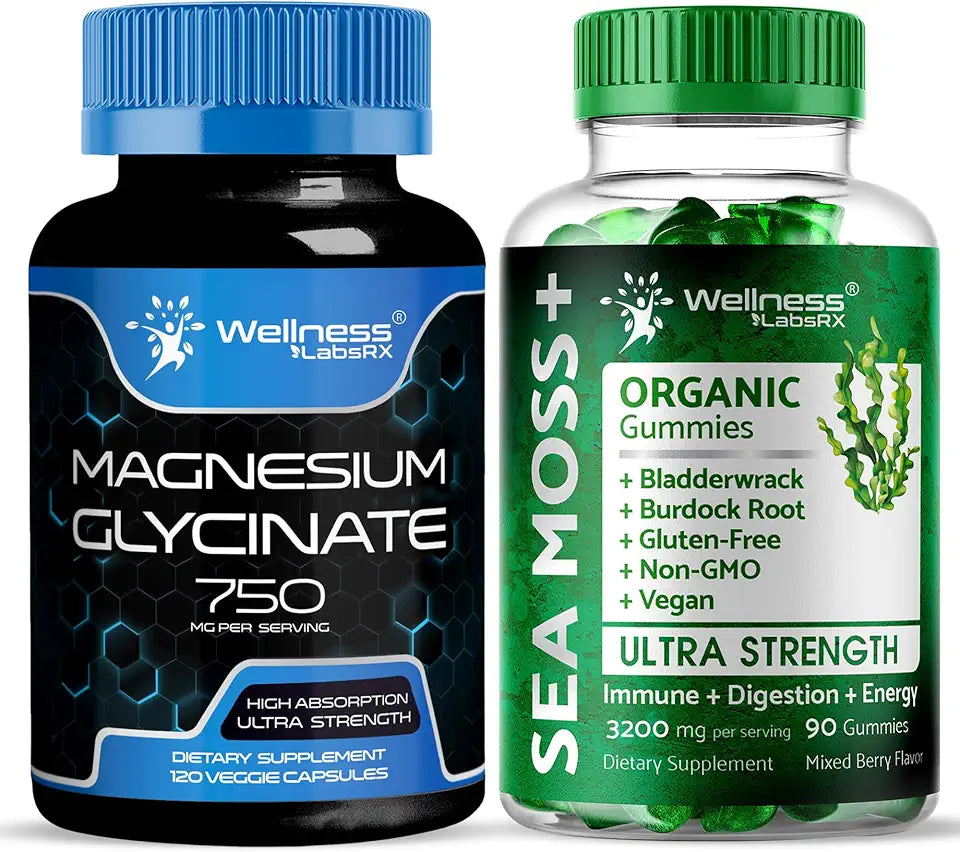 Magnesium Glycinate Capsules 750mg Sea Moss Gummies 3200mg N11593
