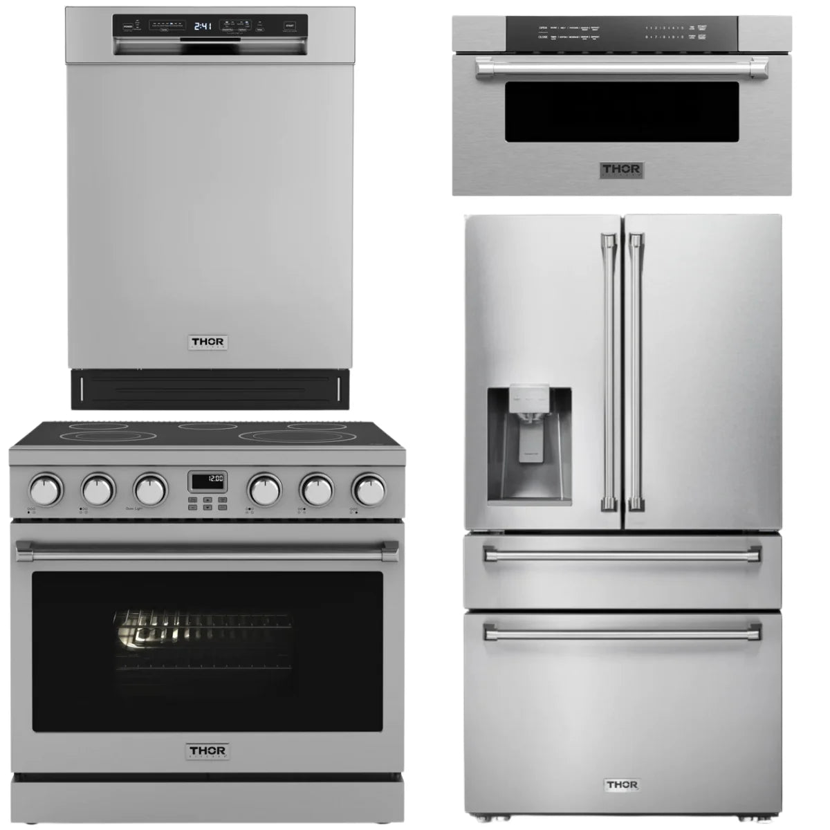 36 Electric Range, Refrigerator, Dishwasher and Microwave Q4689