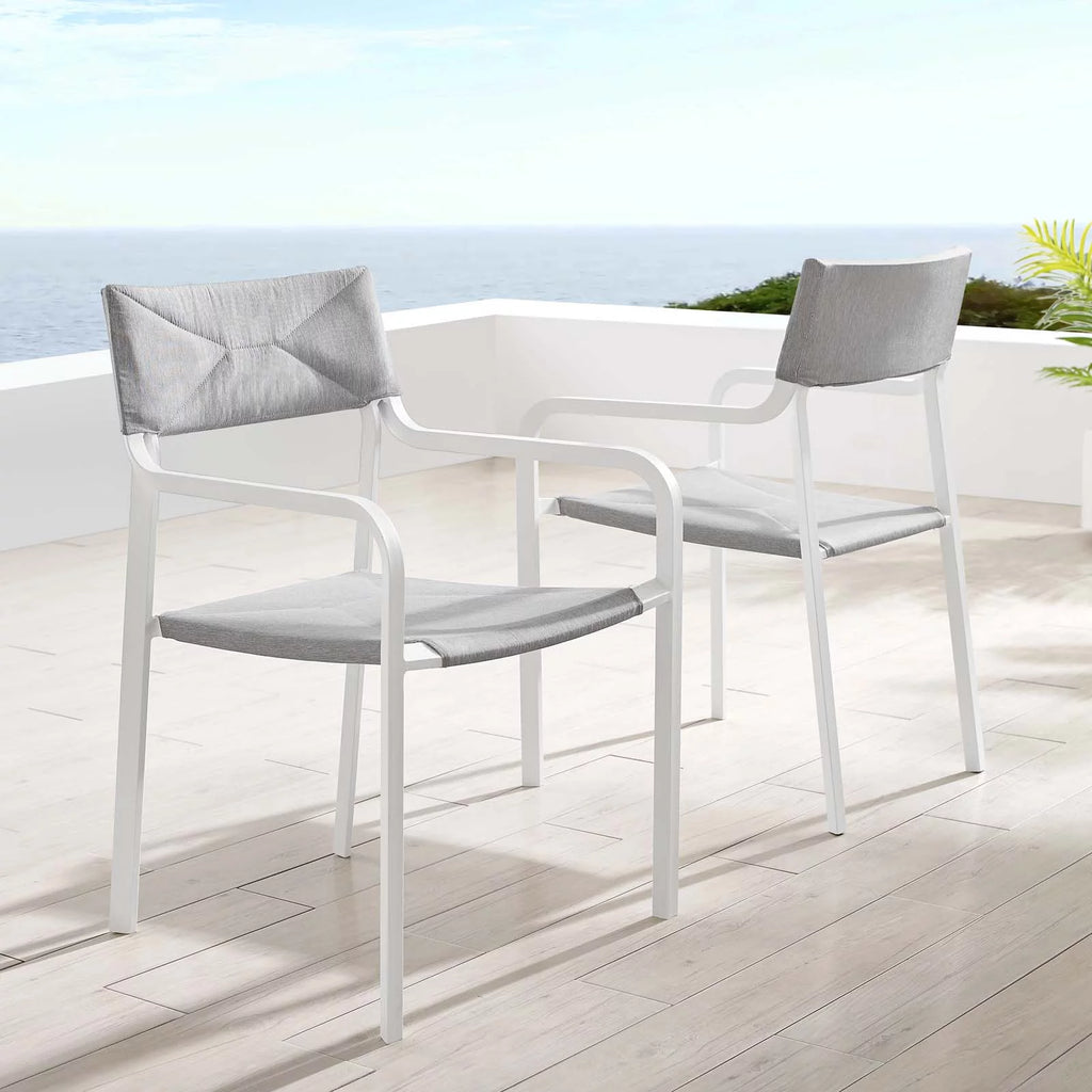 White Grey Aluminum Set of 2 Lounge Chair I78533